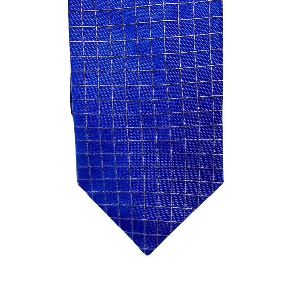 Valentino Cravatte Blue with Gray Squares